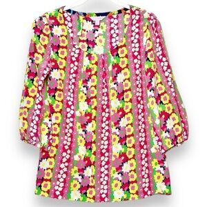 Lilly Pulitzer 100%‎ silk floral blouse XS top bright colorful flowy flowers